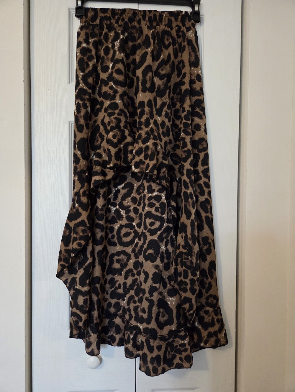 SHEIN Brown and Black Leopard Print High-Low Skirt